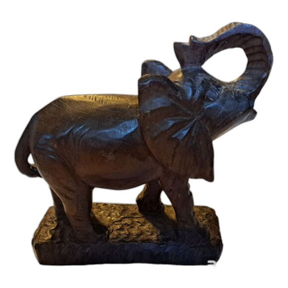 Handmade Carved Wooden Elephant Figurines Adult & Child Home Decor Nature Animal - Picture 2 of 6